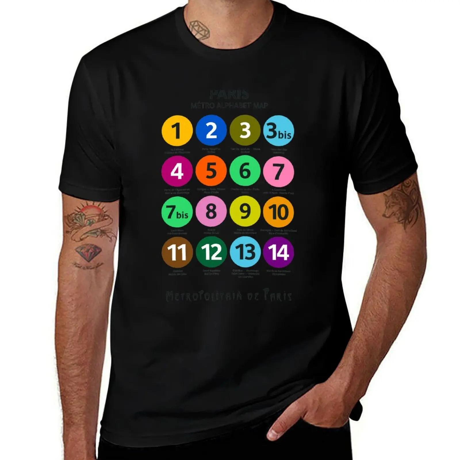 

Paris Metro map, subway poster, Métro de Paris, underground alphabet map. T-Shirt mens graphic t shirts