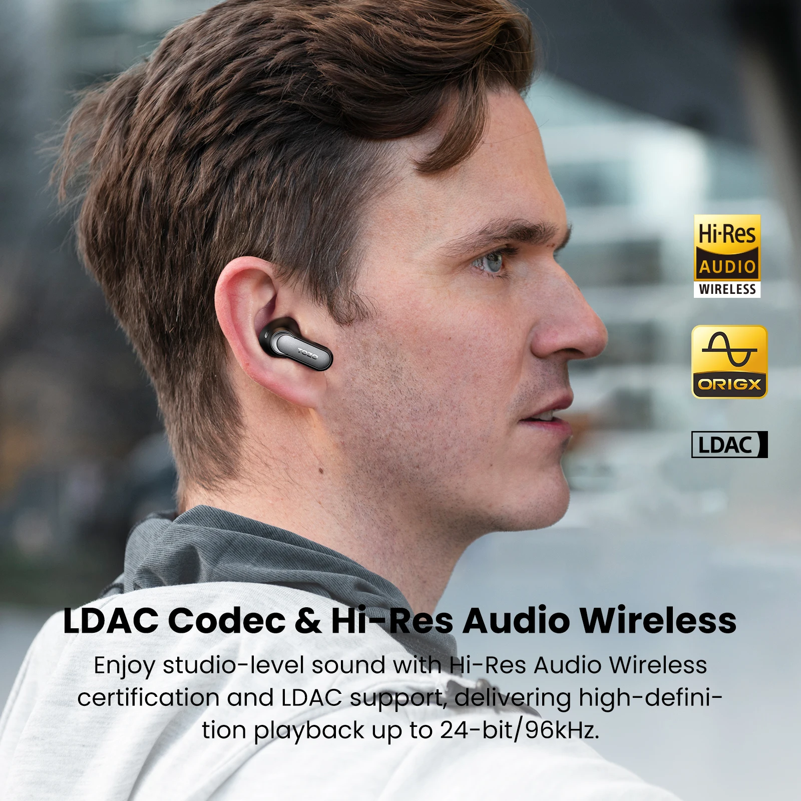 TOZO NC20 Pro 고해상도 이어버드 스마트 터치 스크린 컨트롤 LDAC 무선 블루투스 헤드셋 인이어 딥 베이스 몰입형 HiFi 사운드
