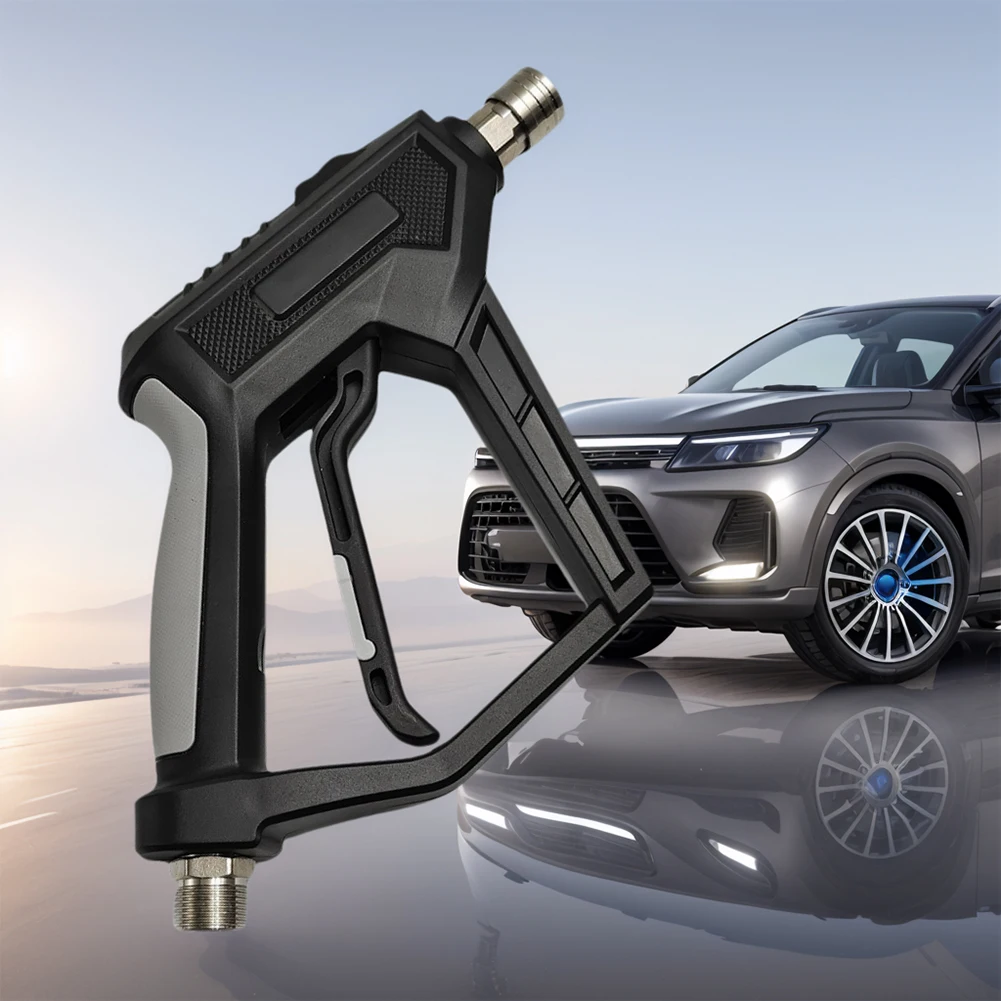 Pistola de lavadora de pressão curta com conector rápido de 1/4 de polegada, pistola de pulverização de alta potência, alça de lavadora de pressão para lavagem de carro