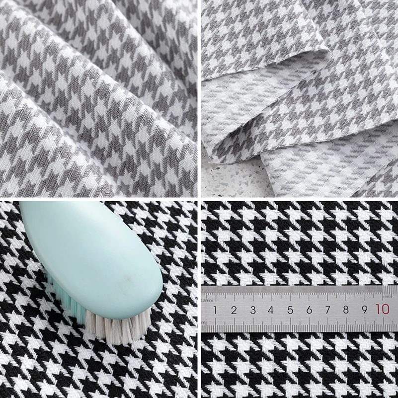 Houndstooth Fabric Cotton Linen Sofa Cloth Table Polyester Furniture Decoration by Half Meter