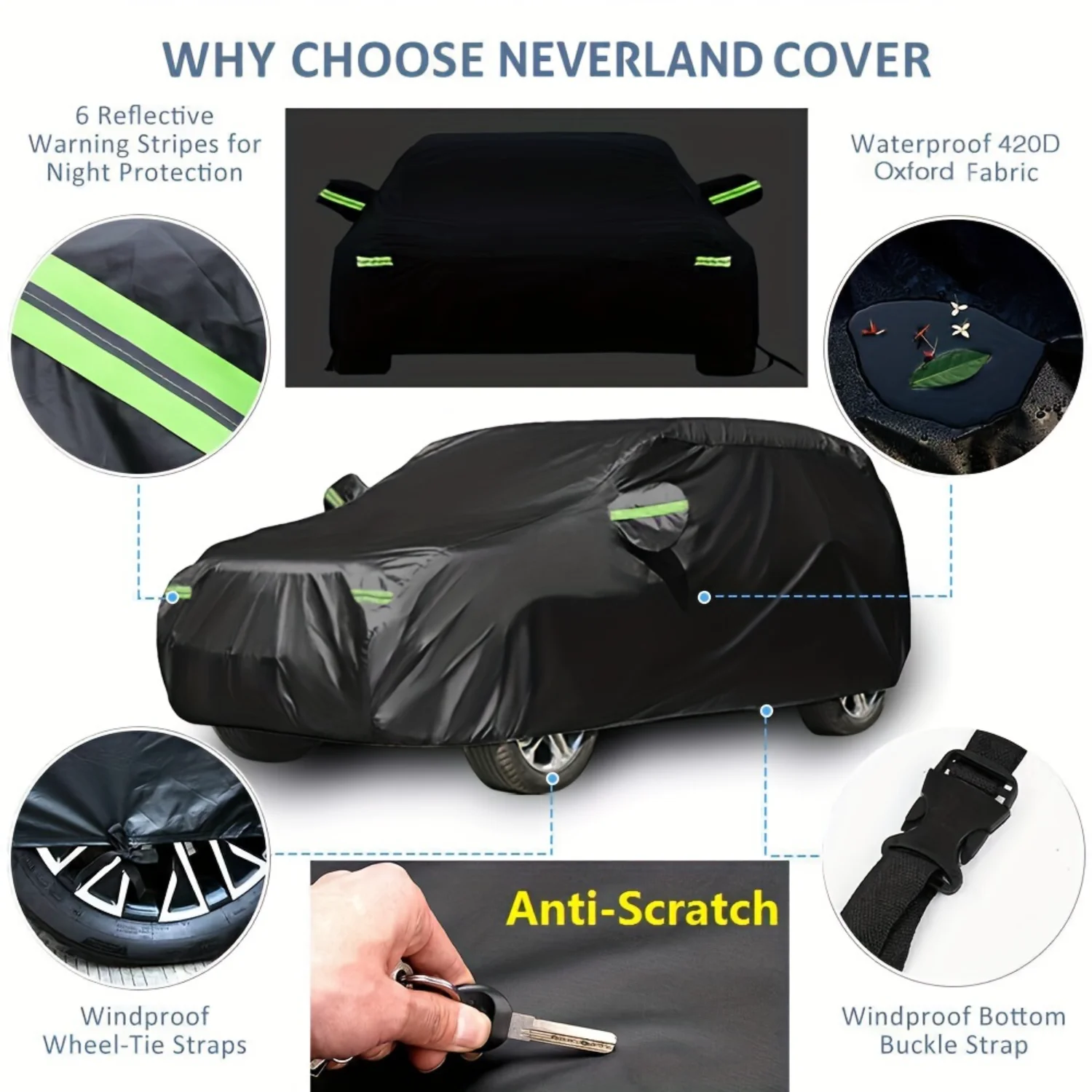 For All Weather Full Car SUV Cover Dust Rain UV Resistant Protection