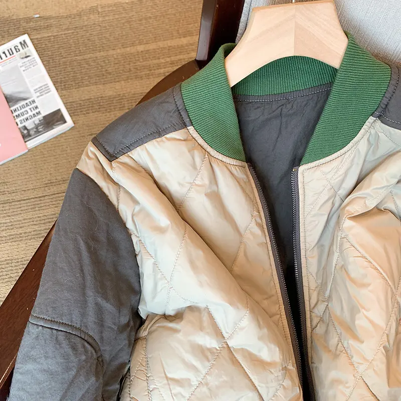 Retro Amerikaanse kleur Blo Diamond Cotton Jaet Thiened warme winterjas voor mannen en vrouwen met Fce Casual losse pasvorm