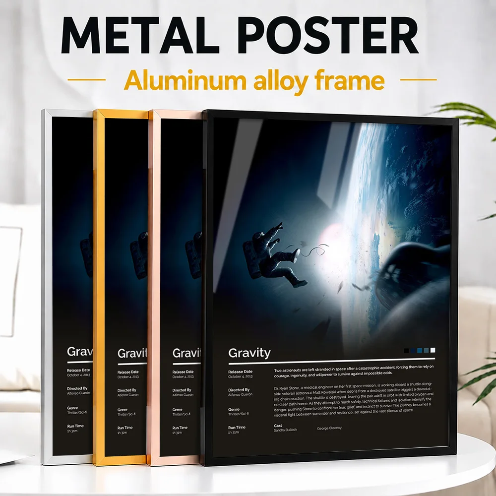 Gravity Movie Framed Metal Poster Personalized Screen Tribute Wall Art Perfect Within Entertainment Lounge As Collector Gift