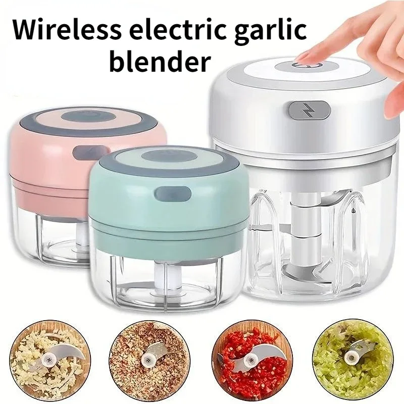 100/250mL Powerful Garlic Mincer Mini Electric Garlic Chopper USB Charging Ginger Garlic Onion Meat Masher Crusher Chopper