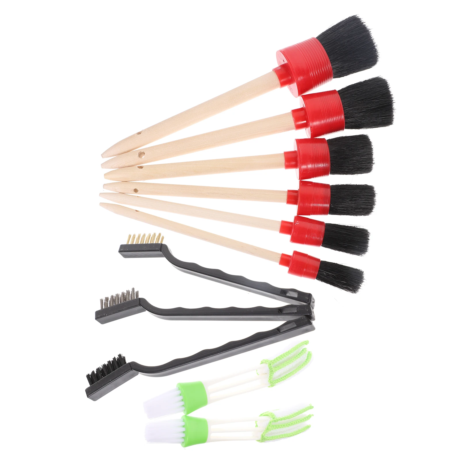 

1 set Car Detailing Brush Set Black Plastic Wool Sturdy Durable Long Life Non Shedding Ergonomic Handle Interior Cleaning Kit