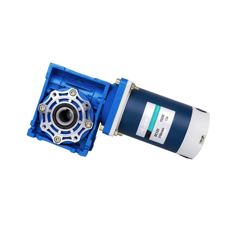 فرشاة مغناطيسية دائمة محركات تيار مستمر سرعة دورة في الدقيقة عمود واحد محرك أفقي دودة علبة التروس المحرك V 12 24