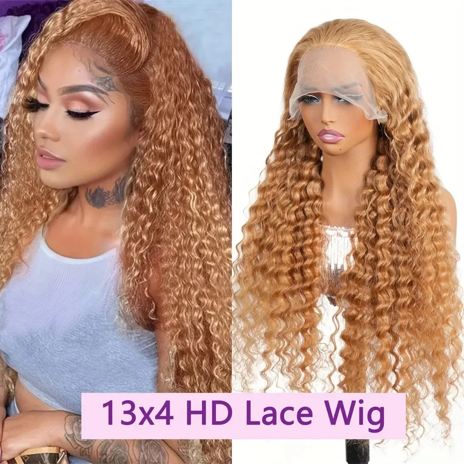 27 Honey Blonde Wig 13X4 Curly Human Hair Wigs Colored 13X6 Hd Lace Frontal Wig Brazilian Wigs Original 32 36Inch 250 Density