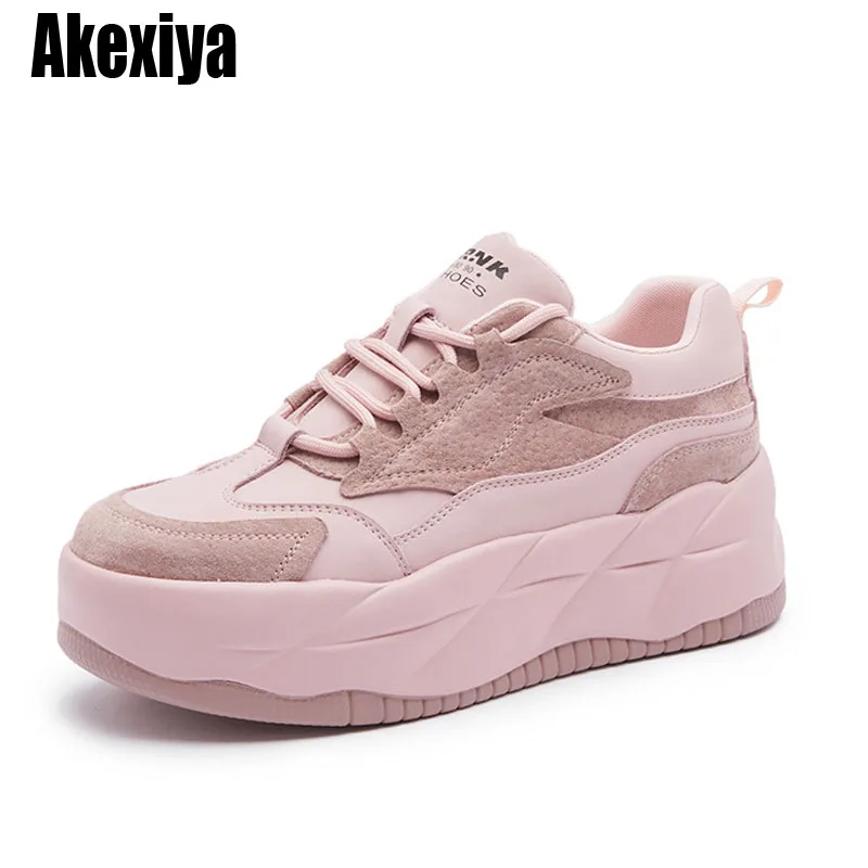 

Chunky Sneaker 2023 Genuine Leather Hidden Heels Casual Women Vulcanize Platform Autumn Fashion Comfy Shoes