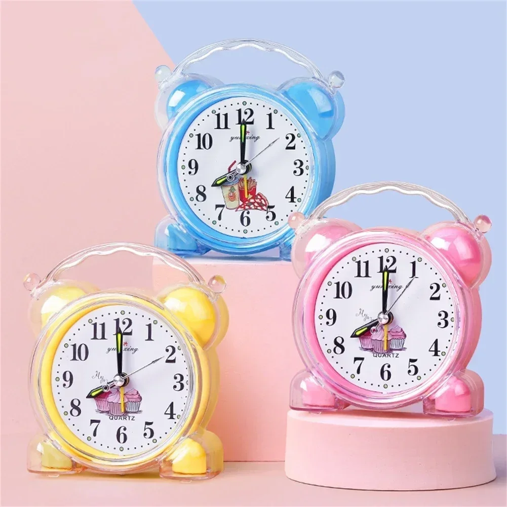 Cute Alarm Clock 11.6x10.2cm Bedside Desk Convenient For Bedroom School Office Home Decor Yellow/Red/Blue/Pink/Orange