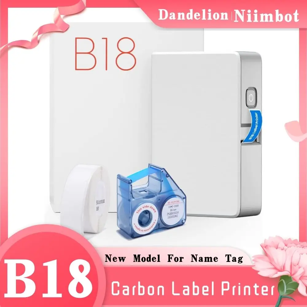 Niimbot B18 Thermal Transfer Label Sticker Printer Mini Label Maker With Ribbon PET Papers For Commercial Household Storage