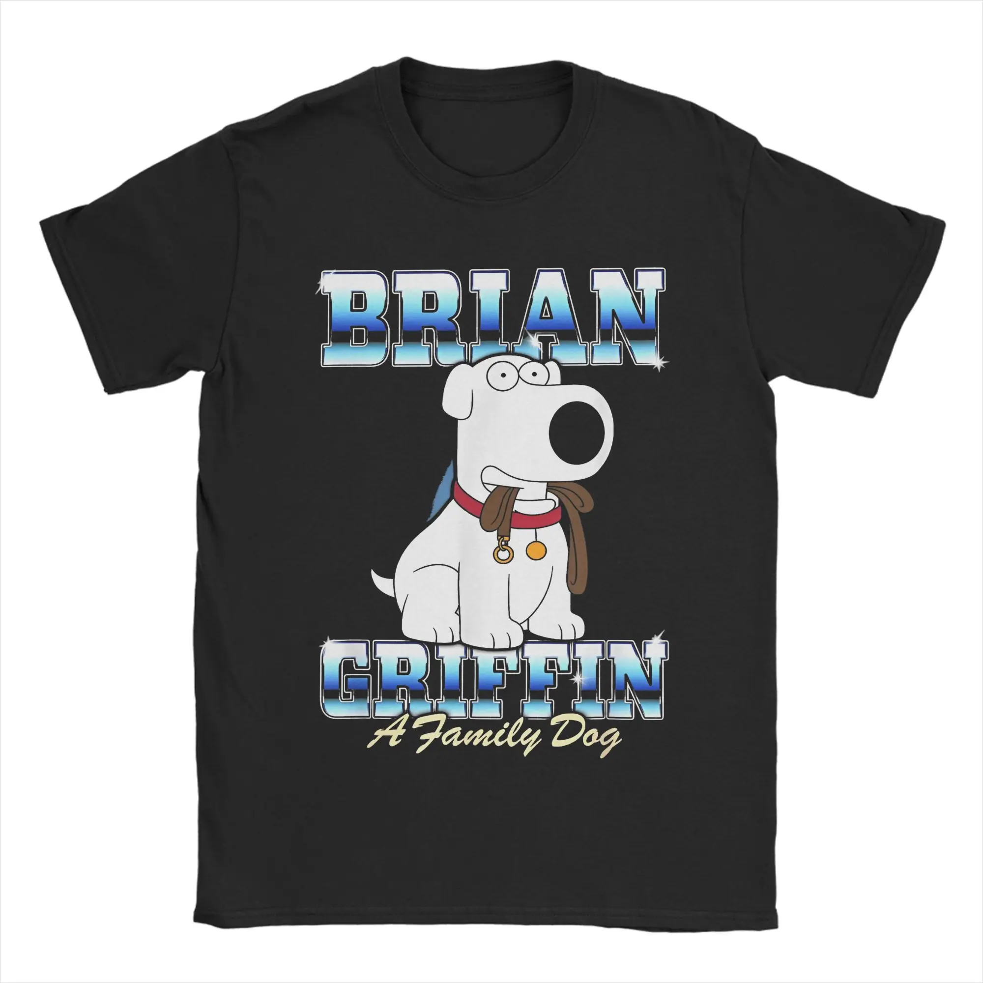 Families Guys Cartoon Brian Griffin A Family Dog Ready For A Walk T Shirt Men's Cotton Clothing Funny Round Neck Short Sleeve