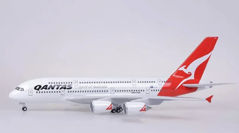 Avião 1/200 escala 36.5cm 380 a380 qantas, modelo de companhia