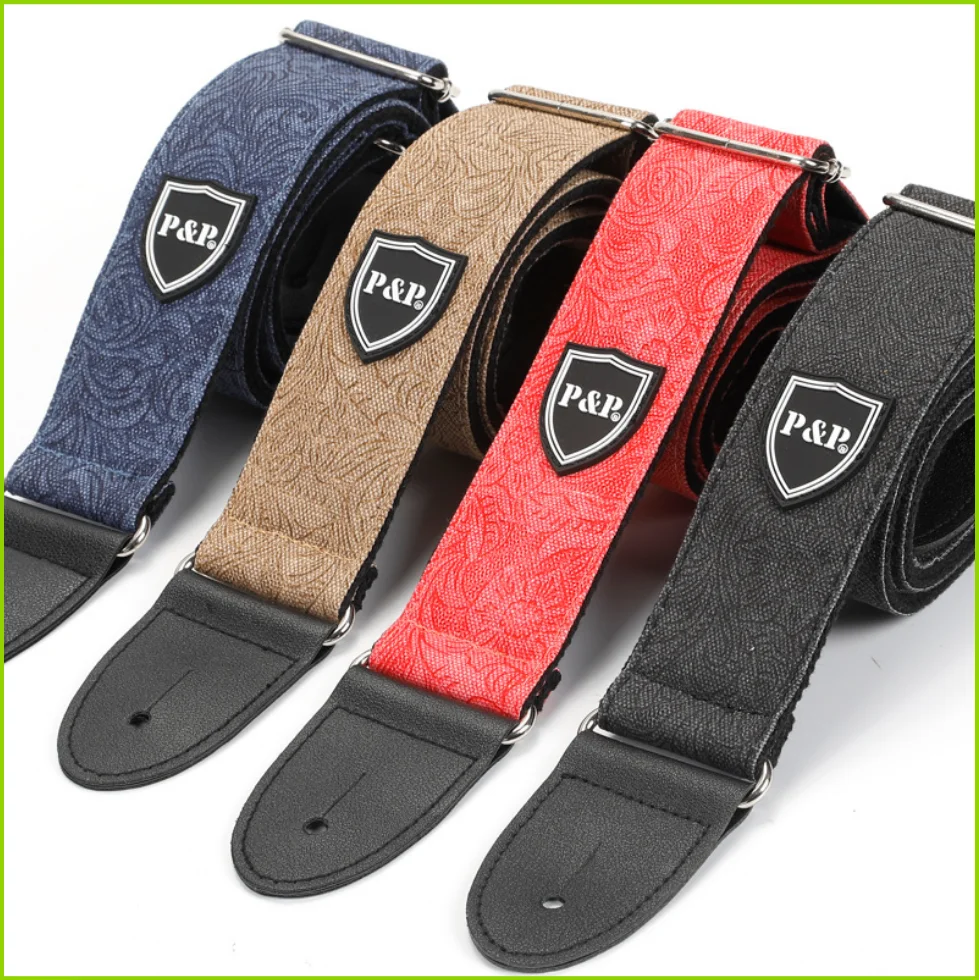 Gitarrengurt Verstellbarer, verbreiterter und verdickter Gitarrengurt aus Denim-Baumwolle für E-Gitarre, Bass, Ukulele, Gitarrenzubehör