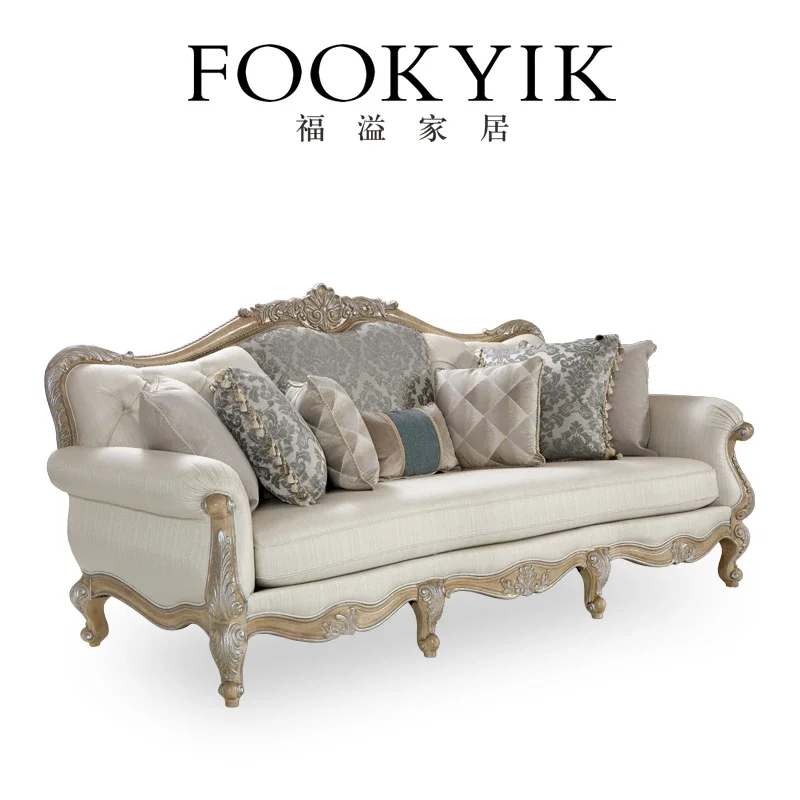 Light-colored European fabric sofa leisure chair combination living room furnitureYY