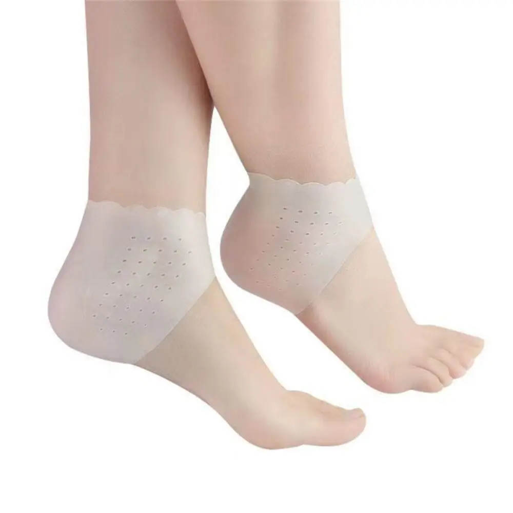 2pcs New Silicone Feet Care Socks Moisturizing with Hole Gel Heel Thin Socks Skin Care Protectors Lace Heel Cover Foot Care Tool