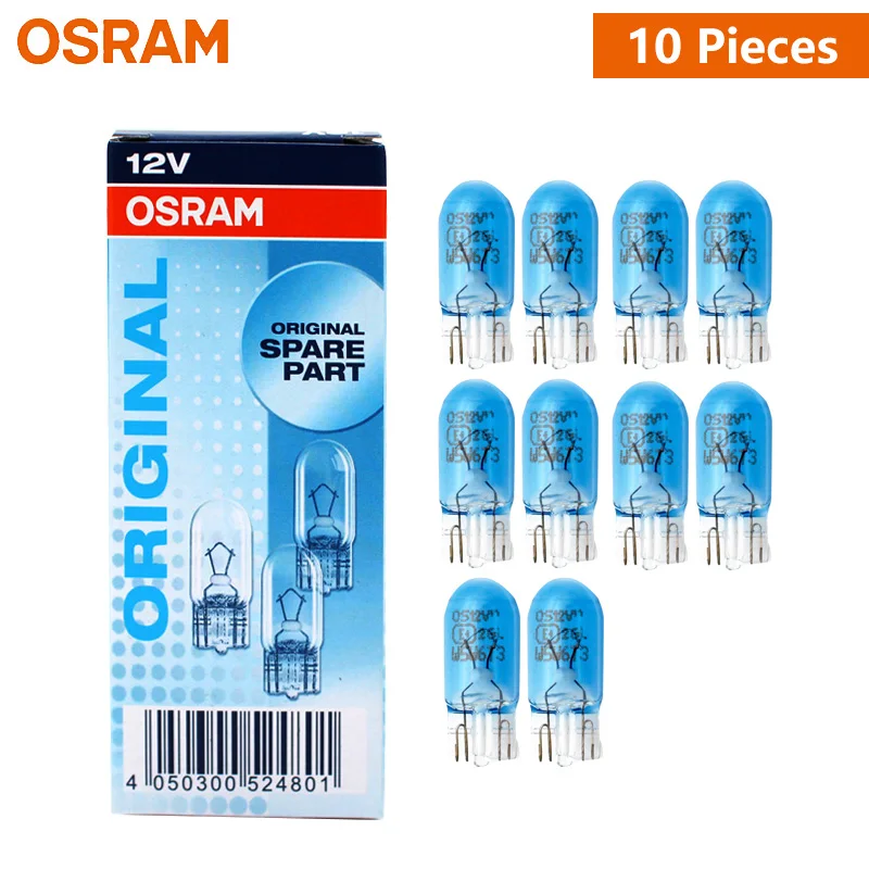 OSRAM Original 12V T10 W5W Interior Light Turn Signal Lamp 4000K Cool White Color 5W W2.1x9.5d 2825CB Auto Bulb Wholesale 10pcs