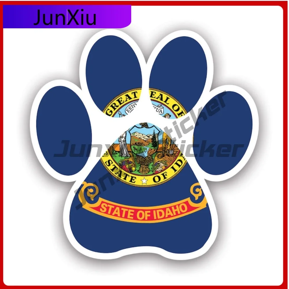 

Idaho State Paw Print Shaped Sticker Creative Decals Uv Protected Dog Dogs Cat Cats Pet Pets Puppy Prints State Flag Patriotic