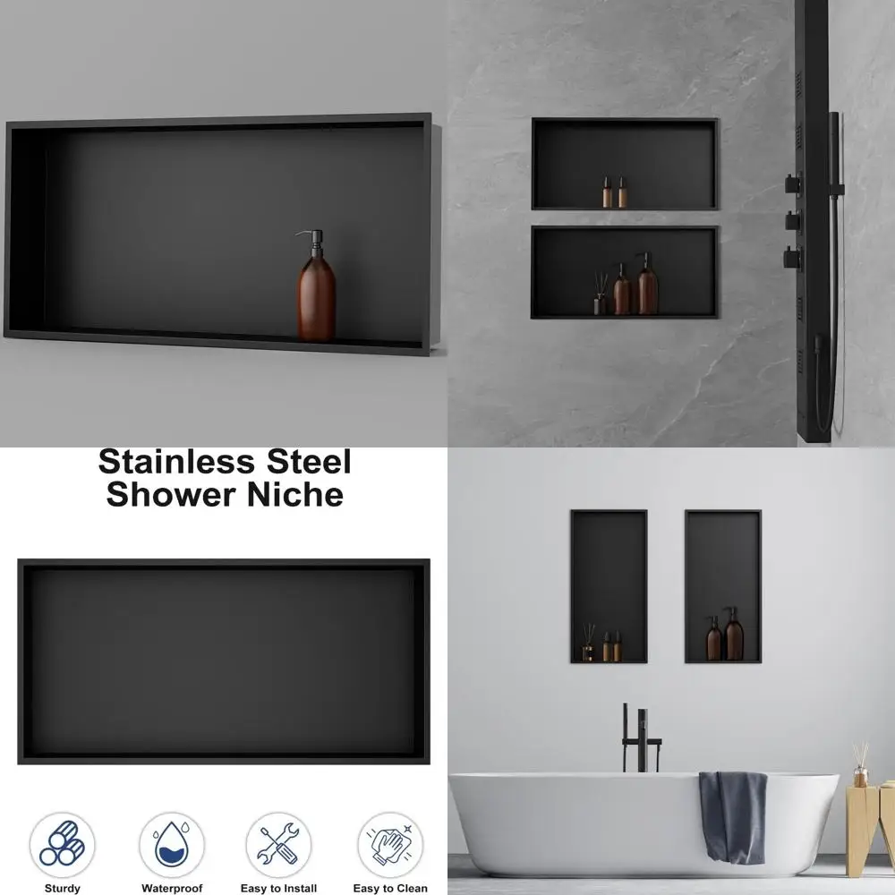 

Stainless Steel Shower Niche 24 x 12 - No Tile Required, Bathroom Wall Recessed Shelf Organizer
