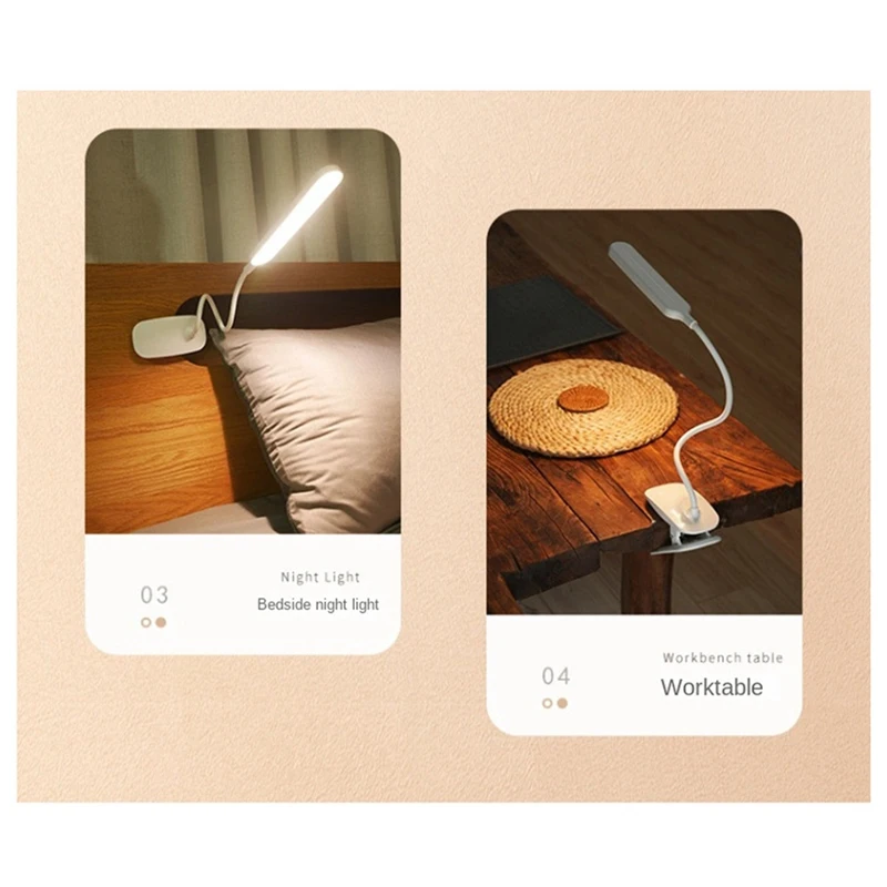 

LED Reading Light With Clip USB Rechargeable Book Lights 3 Color Modes & Stepless Brightness Eye-Care Study Table Lamp