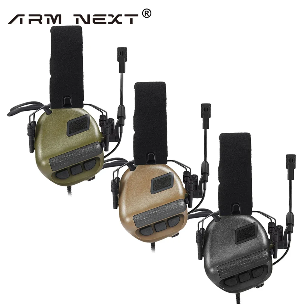 ARM NEXT Airsoft Tactical Headset Foldable Earmuff Microphone Military Headphone Shooting Hunting Ear Protection Earphones