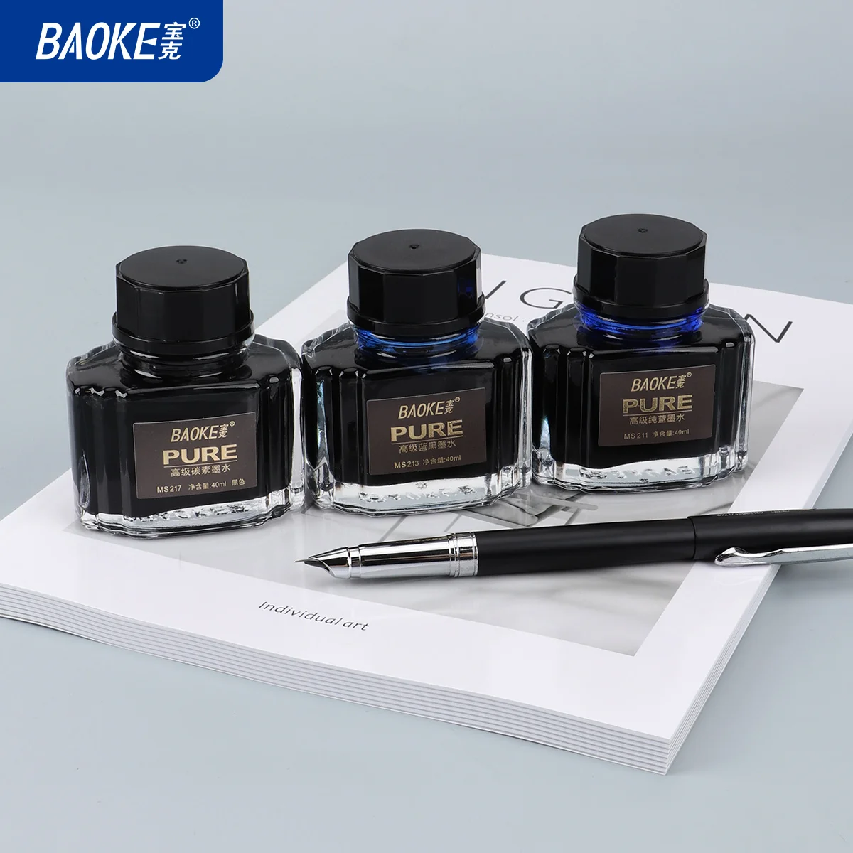 BAOKE 40ml Fountain Pen Ink Bottle Pigment Pure Pen Ink