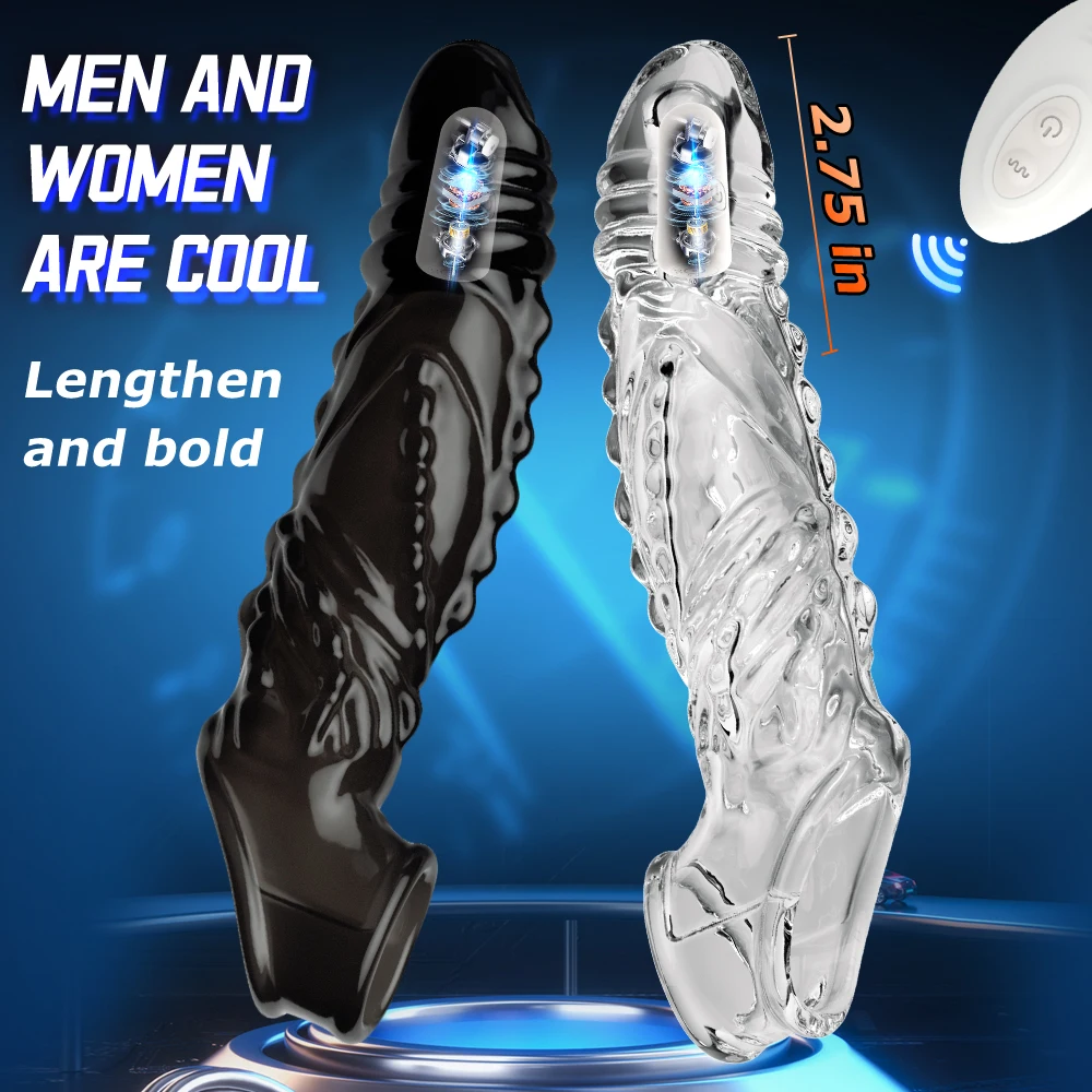 Wireless Vibrating Condoms Enlargement Delay For Men Reusable Dildo Vibrator Penis Ring Sleeve Adult Sex Toy Sex Product 2024