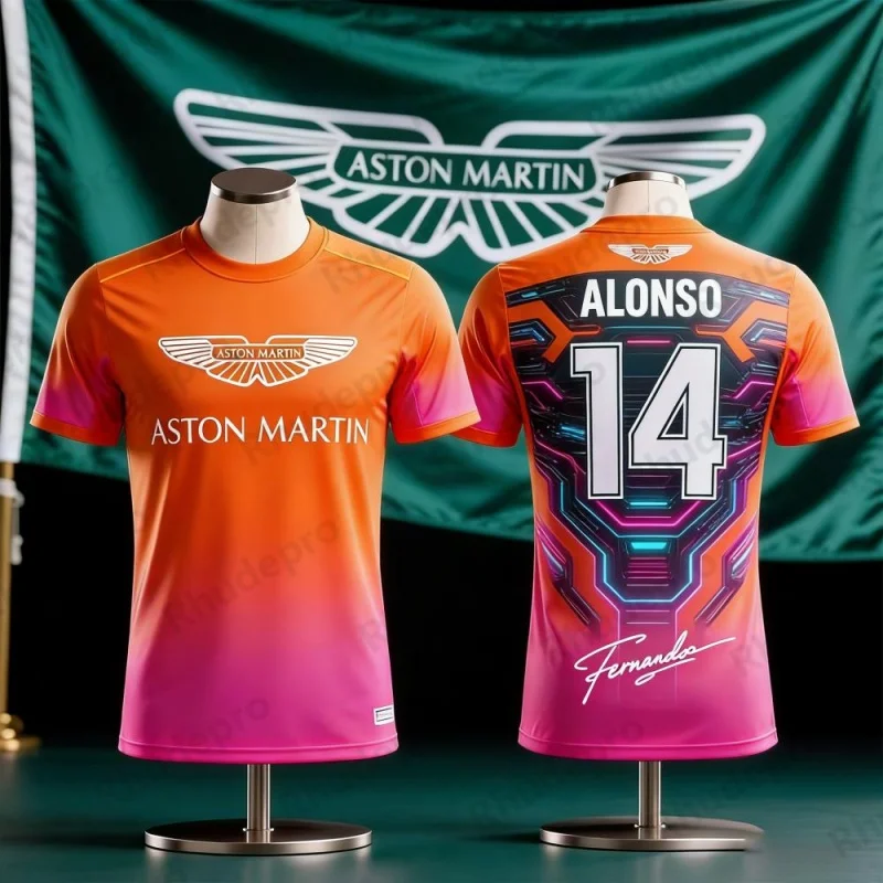 

Aston Martin 2026 T-Shirt Fernando Alonso No. 14 T Shirt Spanish Racers Team Racing Suit Quick Drying Jersey Vintage