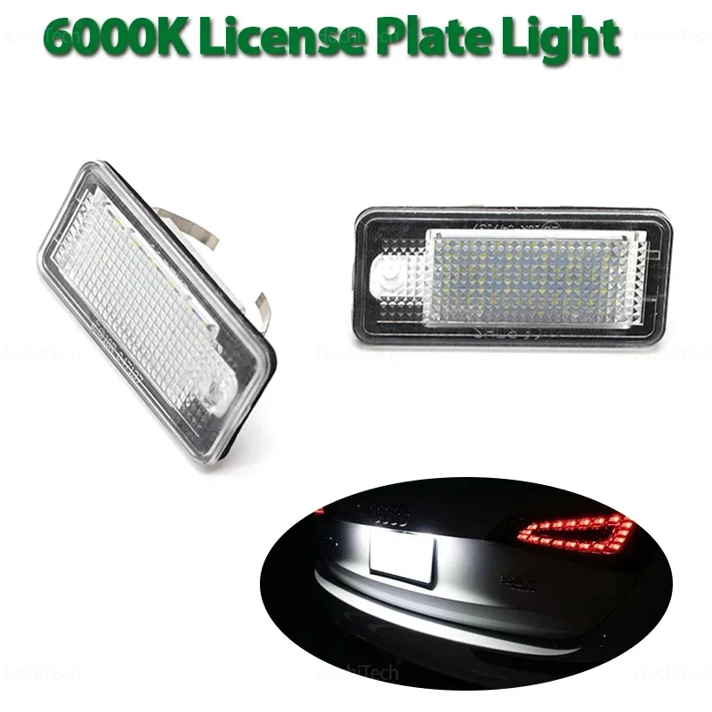 

For Audi A3 A4 S4 RS4 B6 B7 A6 RS6 S6 C6 S5 Q7 A8 S8 Avant 2x Canbus White Car-Styling LED Number License Plate Light Lamp