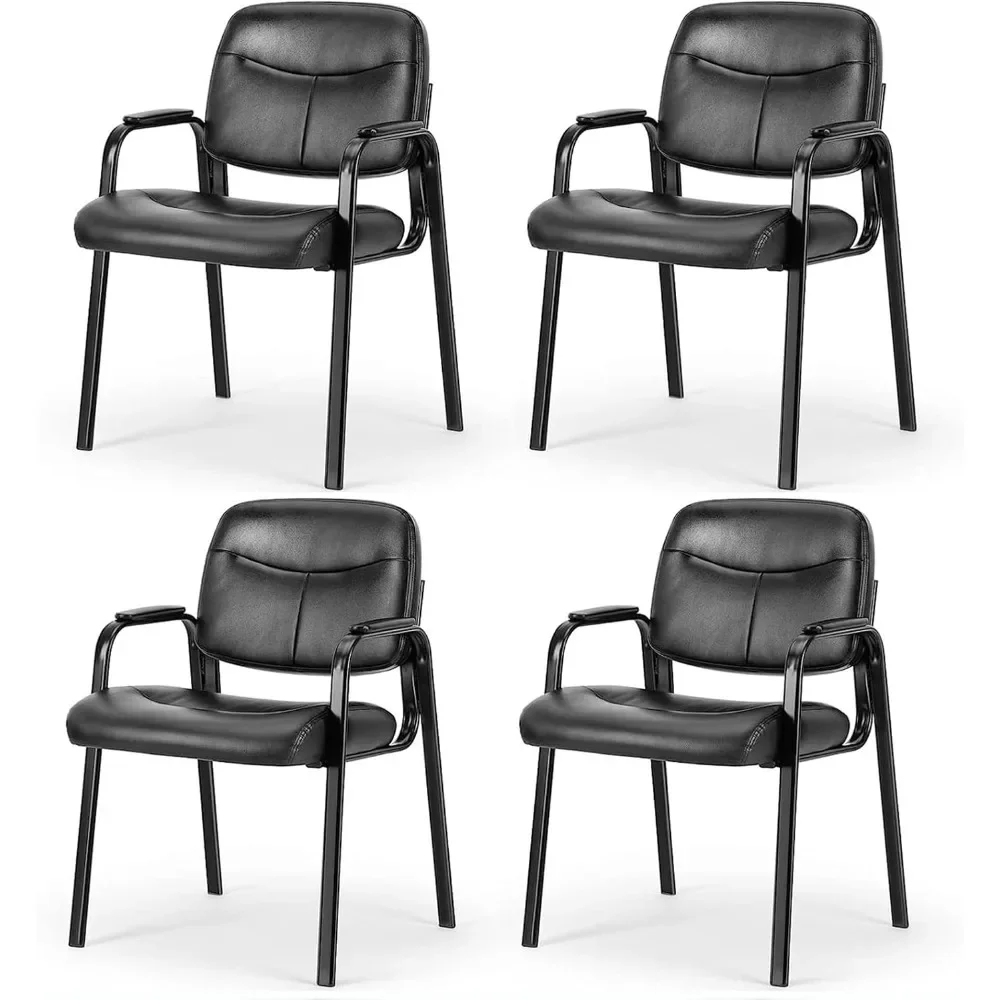 

Conference Chairs Set of 4 with Padded Arms, Lumbar Support, Leather Office Stationary Reception Side Chair, Conference Chairs