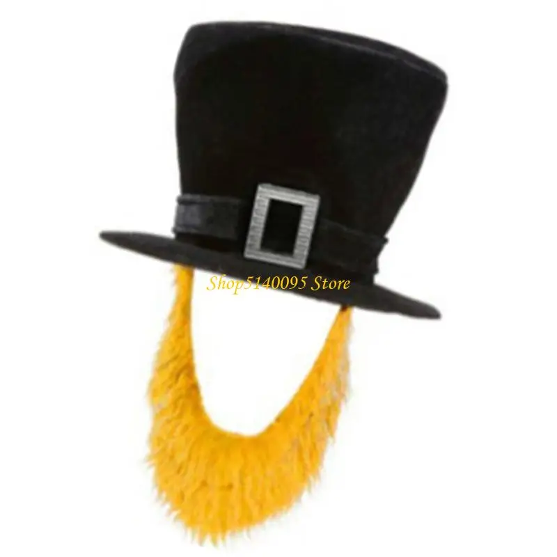 DXAE Pirate Hat With Attached Beard Soft Costume Accessory For Halloween Party Adult Sized 54-58cm Head Circumference