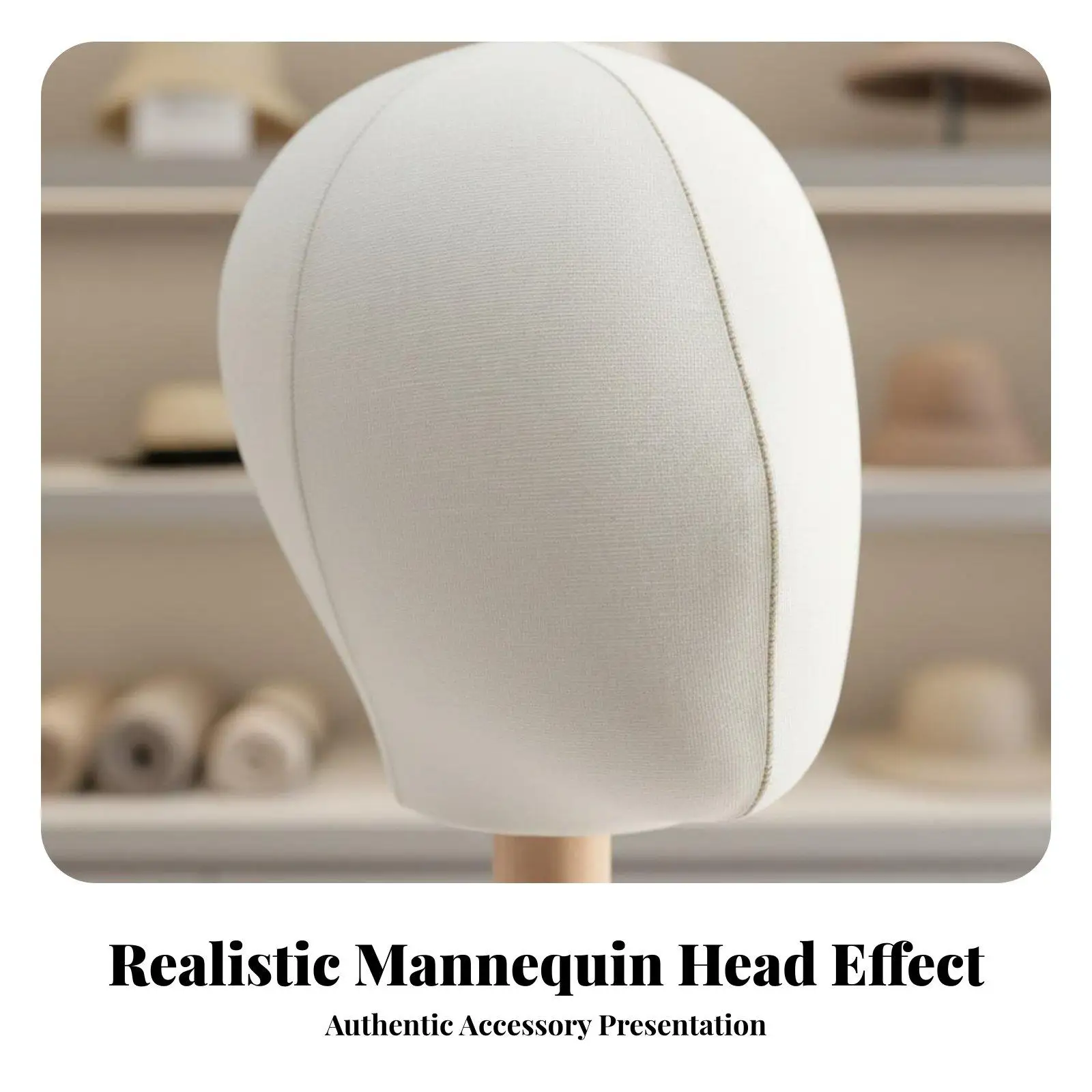 Retail Hat Display Mannequin Holder for Fedora Winter Caps Tabletop Stand with Realistic Wood Finish