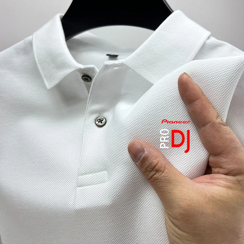 

2024 summer new short-sleeved breathable POLO shirt fashion solid color stitching leisure lapel buttons.