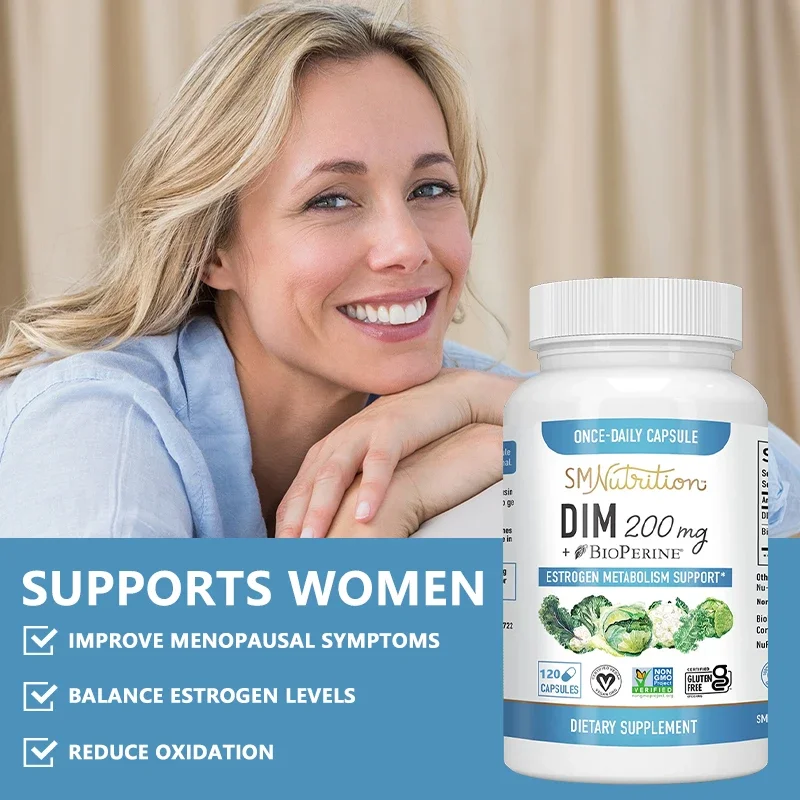 DIM Supplement 200 mg - Diindolylmethane for Women\'s Estrogen secretion Balance, Menopause, PCOS, Metabolic Support