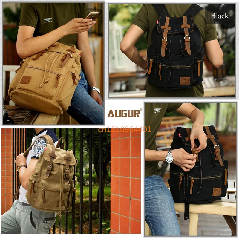 AUGUR New fashion men\'s backpack vintage canvas backpack school bag men\'s travel bags large capacity travel laptop retro bag