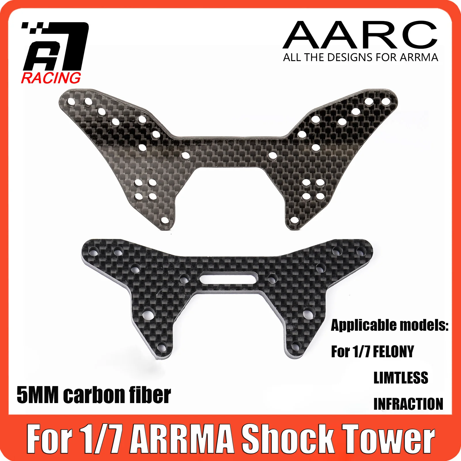 Carbon Fiber Front & Rear Shock Tower Upgrade Parts for 1/7 ARRMA FELONY INFRACTION LIMITLESS V2 Car