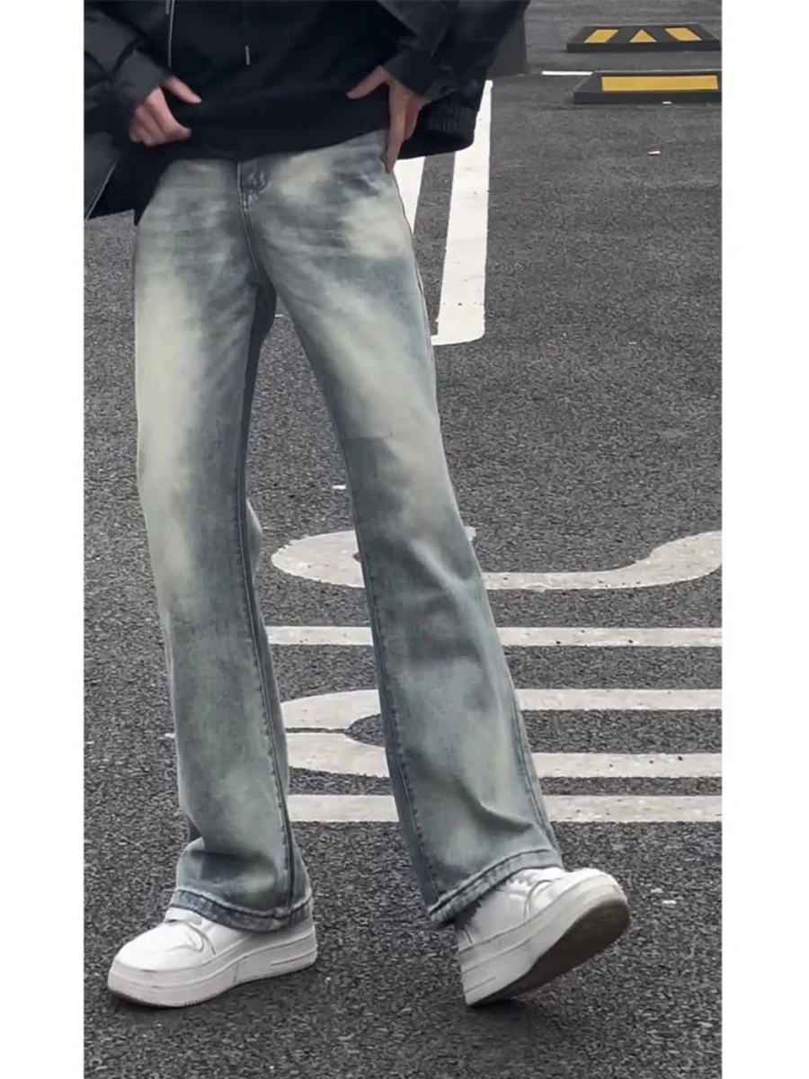 

Extended Length Straight Leg Jeans Men's Cleanfit Bootcut Pants High Waist Blue Denim Casual Wear Teenage Faion Street Sle