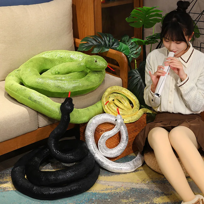 160/200CM Large Size Simulation Python Plush Toy Stuffed Snake Plushie Pillow Birthday Gift Home Decor