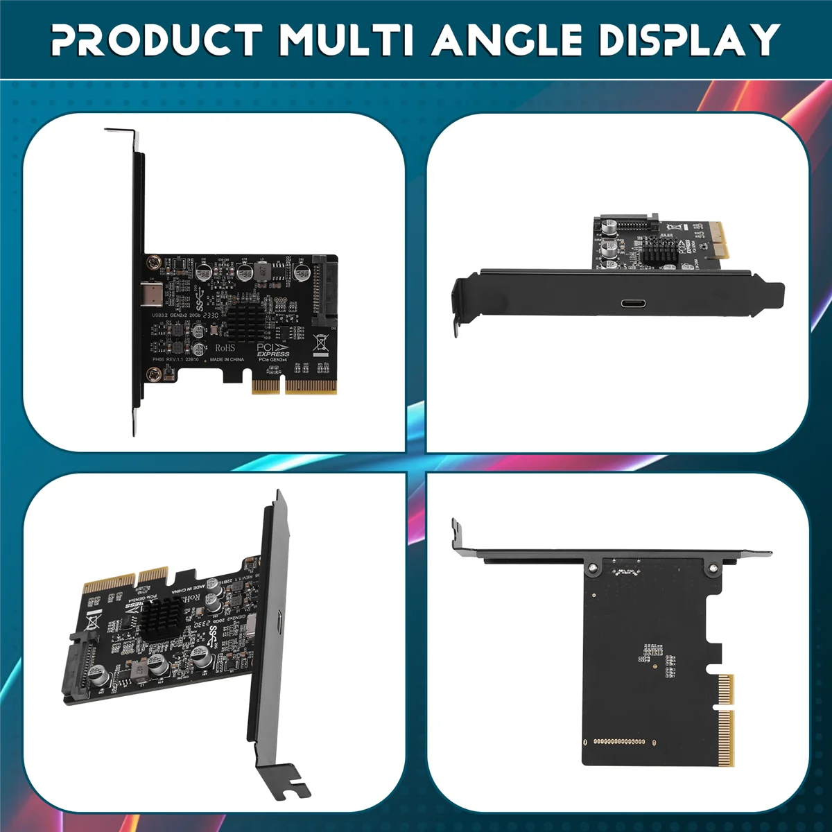 USB-PCIE-Karte Typ C PCI-Express 4x auf USB 3,2 Gen 2x2 (20 Gbit/s) ASM3242-Chipsatz für Windows/Linux