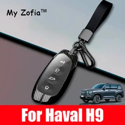 For Haval H9 2024 2025 New H9 Car Remote Key Case Keychain Carbon fiber Cover Shell Protect Key Holder Accessories