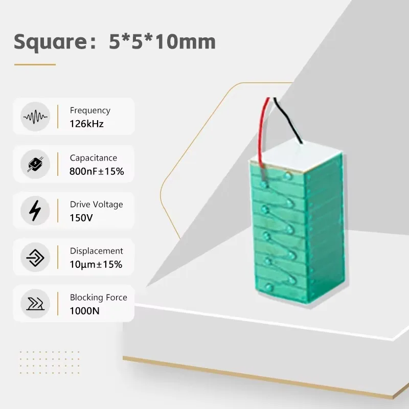 10mm-long Piezoelectric Ceramic Stack 10μm Displacement Stack Multilayer Piezo Actuators Brake Used in Vacuum Environment