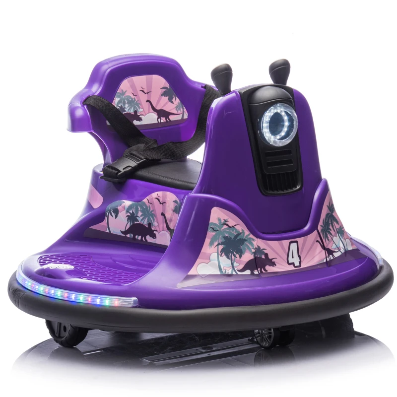 Kids Ride On Bumper Car W Parents Control Rotate 360 Degrees Two Handed Switch For Direction Control Bumper Strip Light