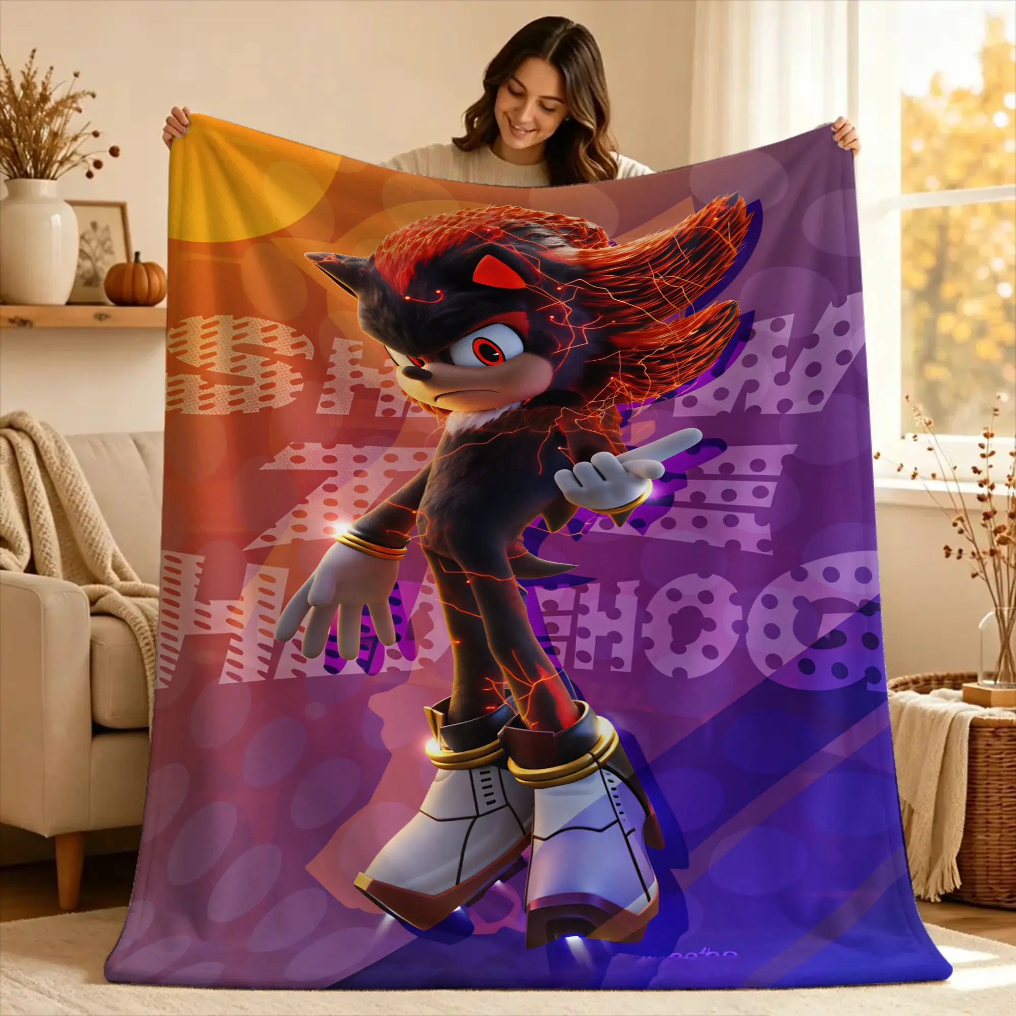 S-sonic The Hedgehog  Warm Soft Blanket  Travel Plush Bedding Throws Novelty Living Room Flannel Bedspread Sofa Bed Cover