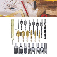 ZK40 23PCS Hole Drilling Bit Set Stainless Steel Brass 1/4in Hex 3/8in Round Countersink Drill Bit Set for Woodworking
