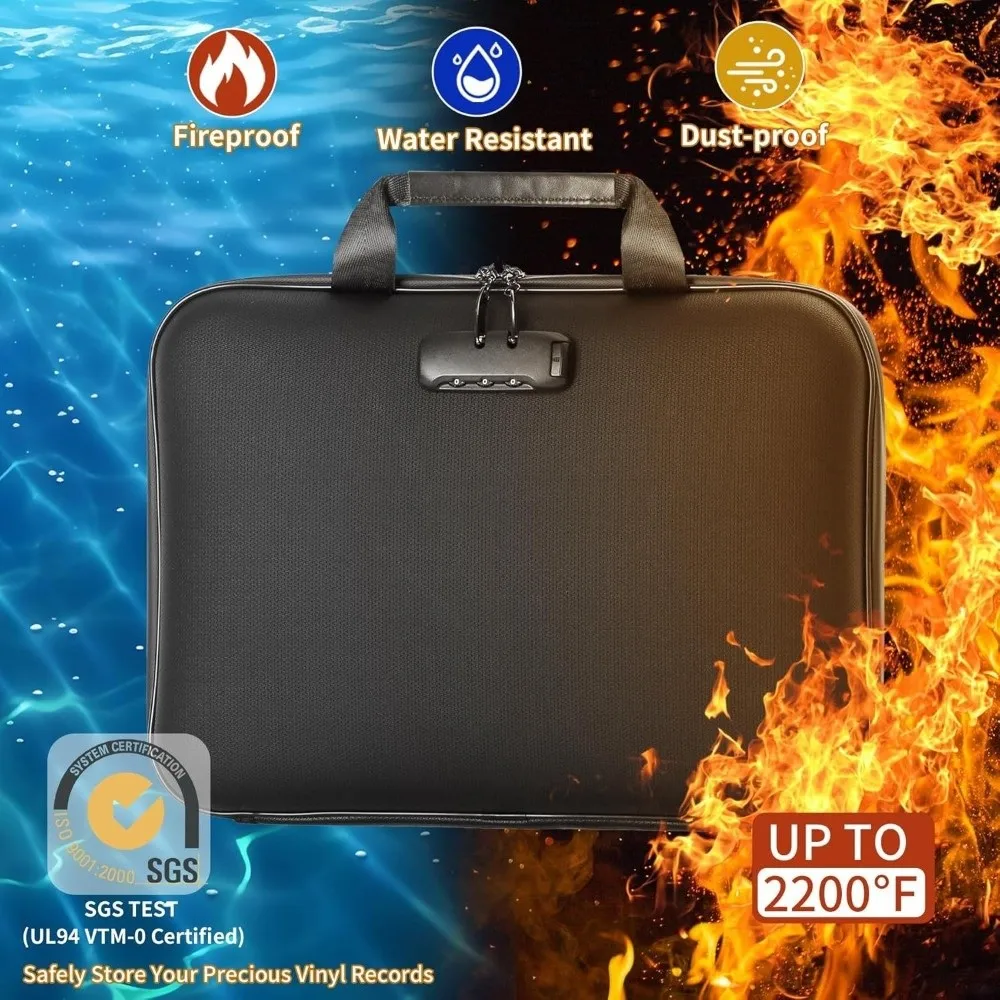 Hard-Shell Fireproof File Organizer with Lock with Pocket Large Capacity Accordion File Folder Expanding Design Waterproof