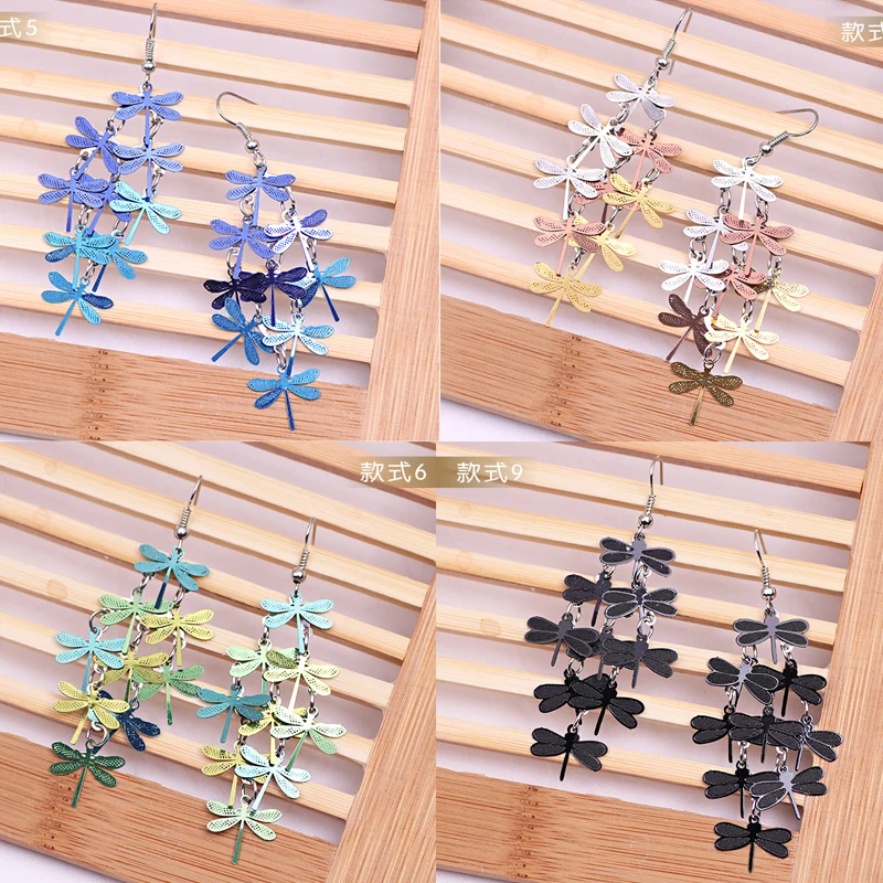 Multilayer Cute Colorful Dragonfly Bohemian Drop Dangle Earrings For Women Vintage Long Boho Fashion Jewelry Female Girl Gift