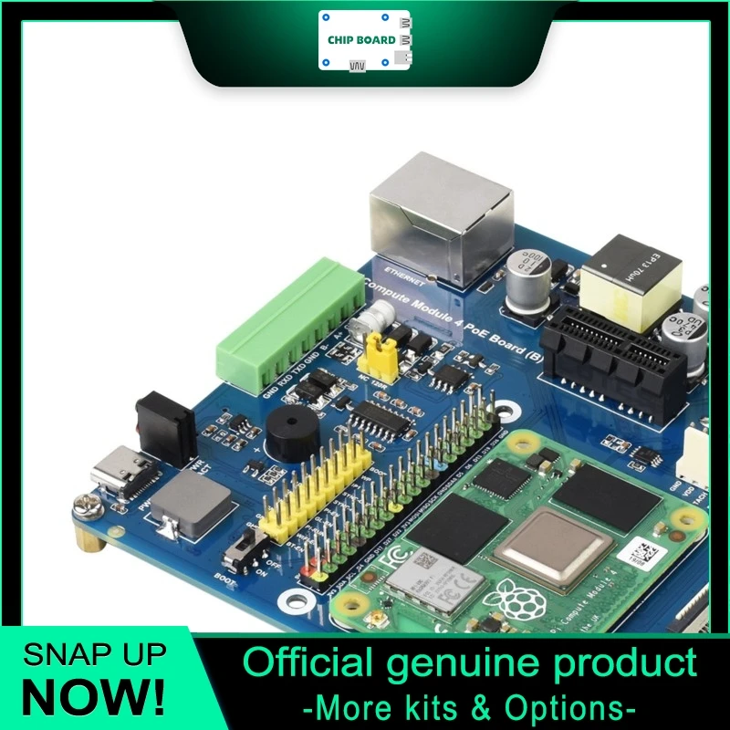 Raspberry Pi Compute Module 4 IO Board with PoE Feature (Type B), compatible with all Compute Module 4 variants.
