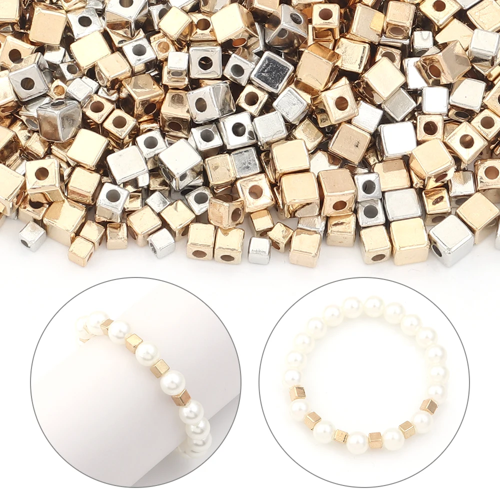 200 teile/los 3/4/5mm Platz Kubische CCB Perlen Lose Spacer Cube Perlen für Schmuck Machen DIY armbänder Halsketten Großhandel – Detail 3