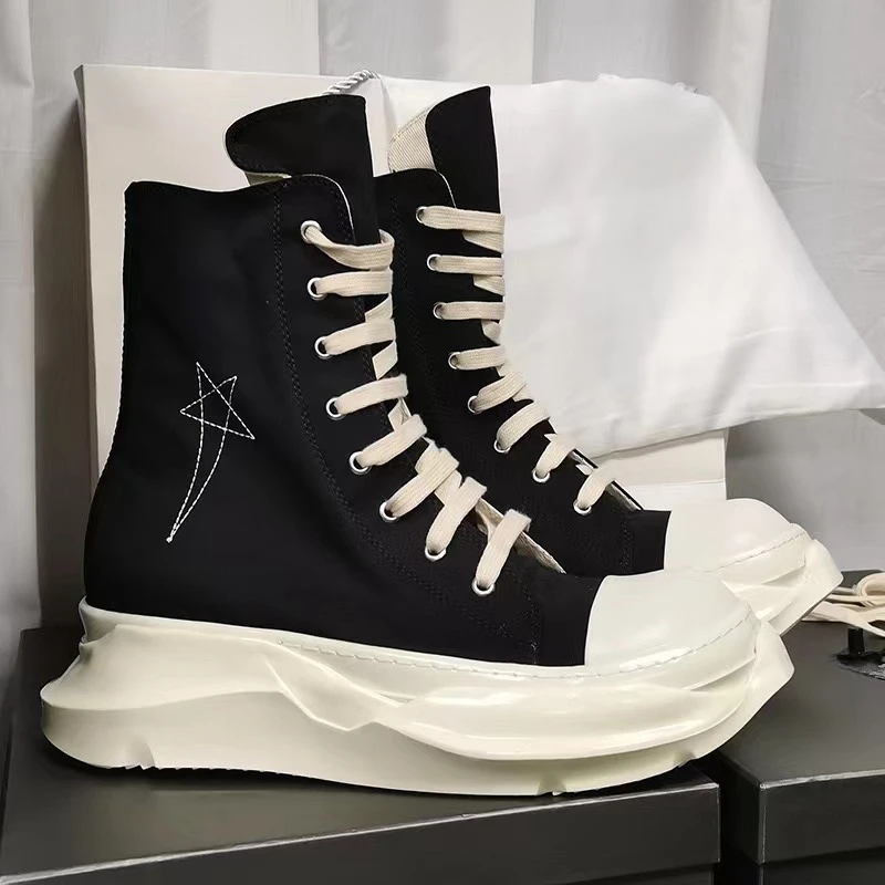 24ss Designer Merk Rick Canvas Schoenen Pentagram Borduurwerk Owens Schoenen Voor Vrouwen Veteraan In Hoogte Oplopende Ro Mannelijke Sneakers