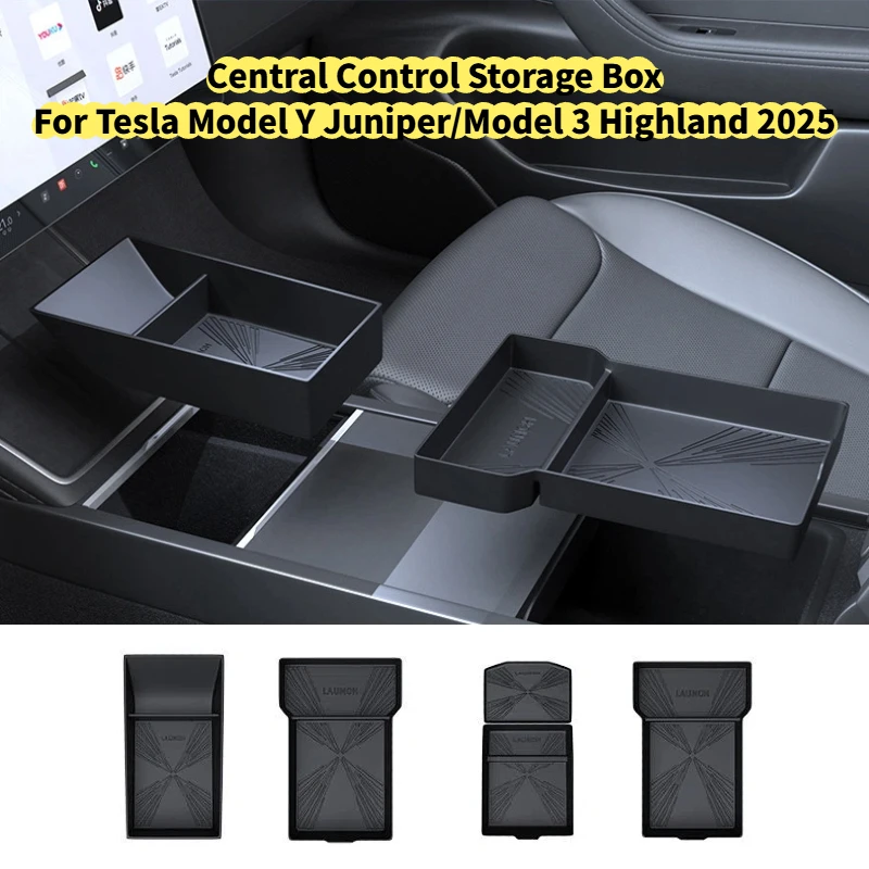 

Armrest Box Storage Box for Tesla Model Y Juniper/Model 3 Highland 2025 Silicone Central Control Tray Anti-slip Protective Pad