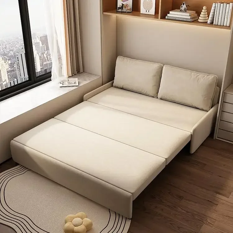 A cat claw cloth down seat cushion without armrest cream wind sofa bed dual-purpose foldable small apartment study